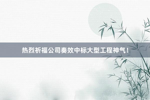 热烈祈福公司奏效中标大型工程神气！